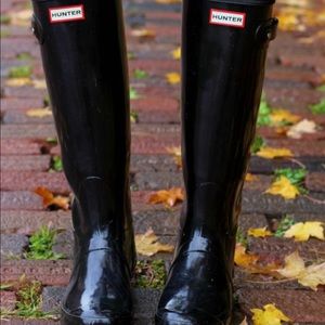 Womens HUNTER boots tall black gloss